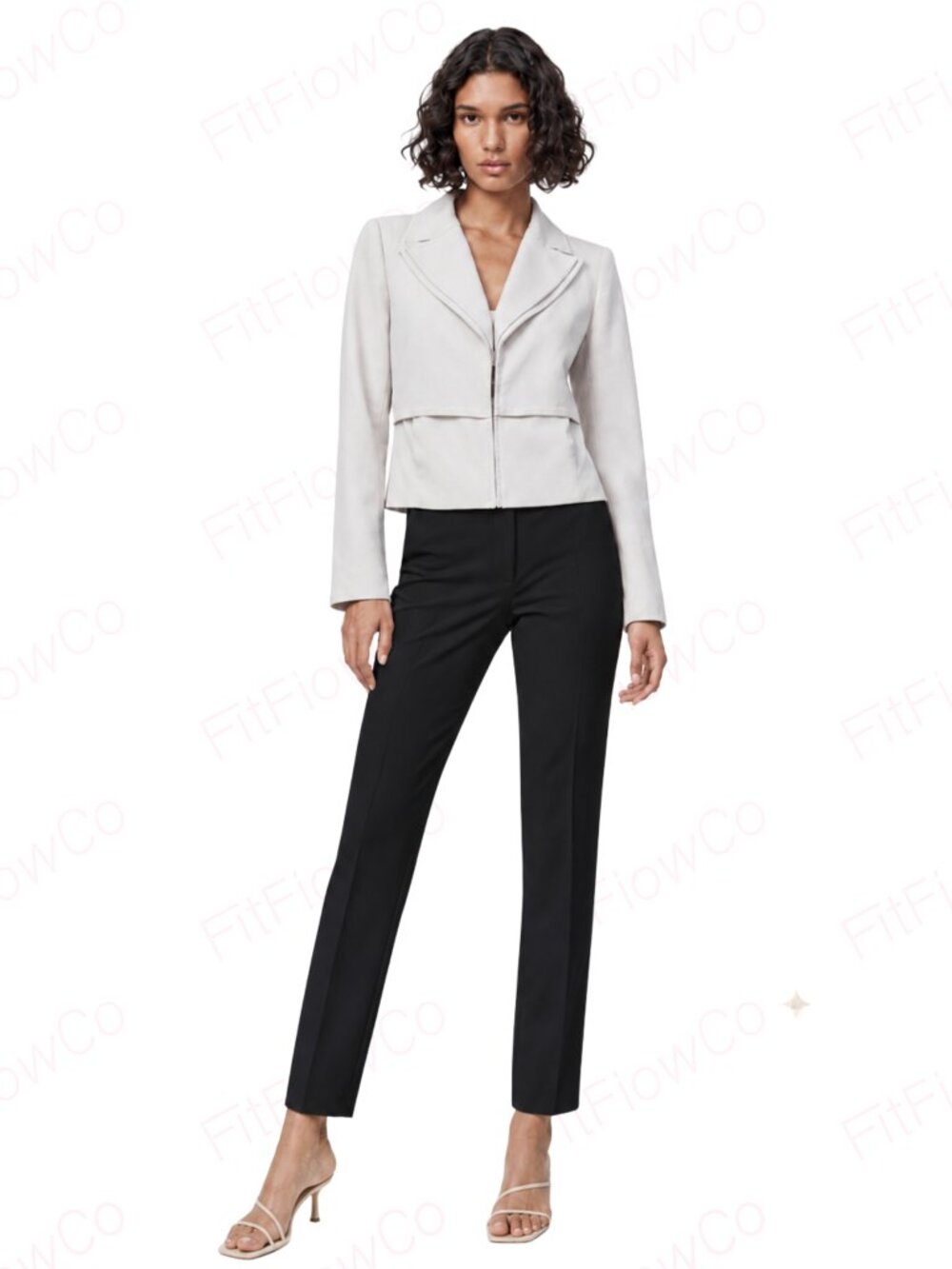 White House Black Market Ivory Ecru Cropped Structured Blazer Jacket Size 6